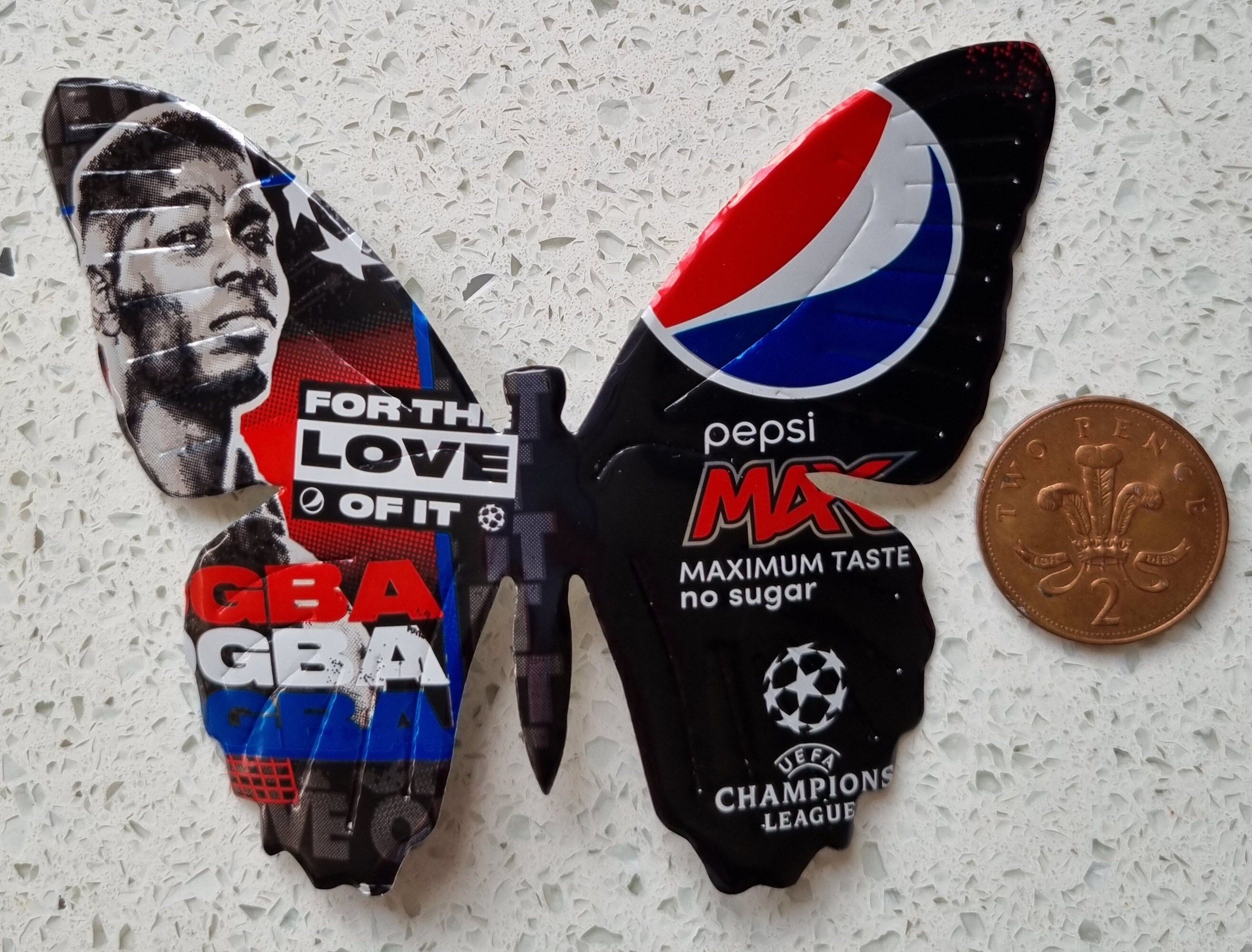 Upcycled Pepsi Max Pogba drinks can metal Butterfly ...