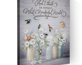 Memorial Canvas Wall Art, Hummingbird Memorial Gift, Bird Wall Decor, Bedroom Wall Decor,Home Gift, Memorial Gift, Vintage Farmhouse