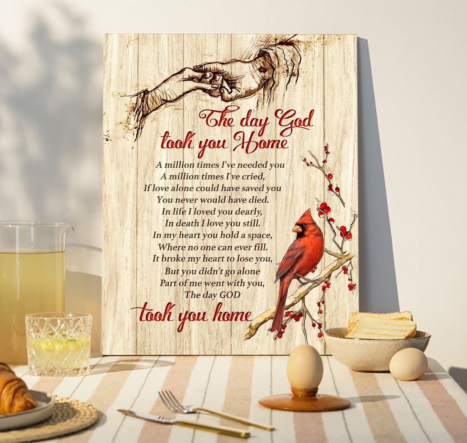 Cardinal Canvas, the Day God Took You Home, Wall Art, Wall Decor ...