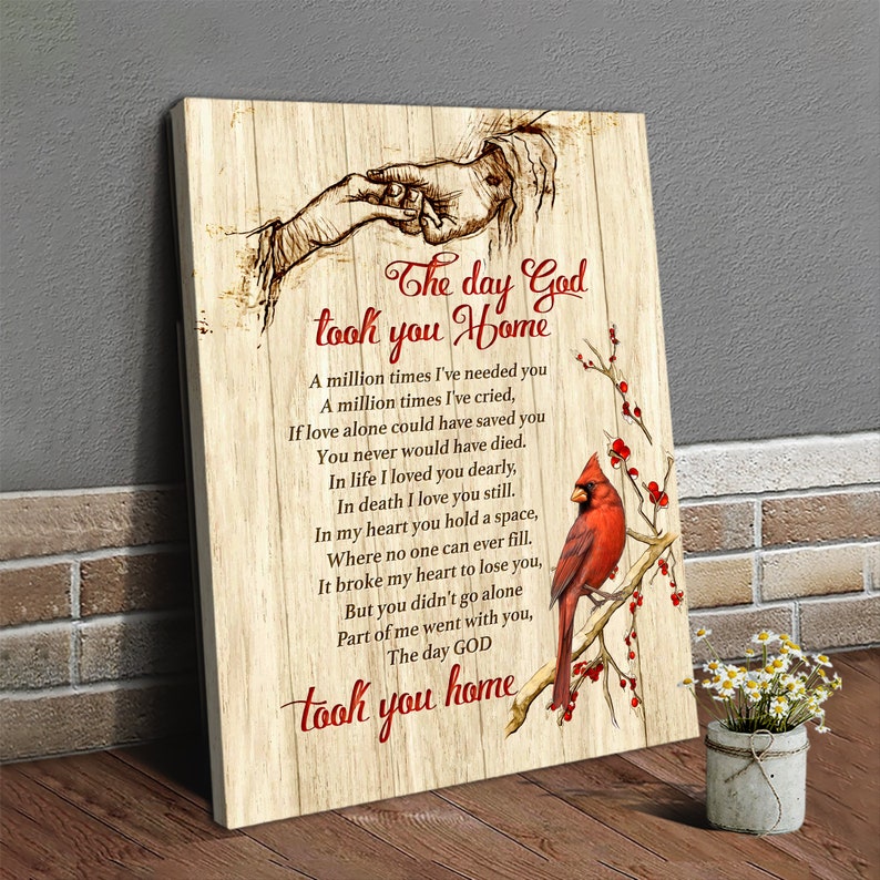 Cardinal Canvas, the Day God Took You Home, Wall Art, Wall Decor ...