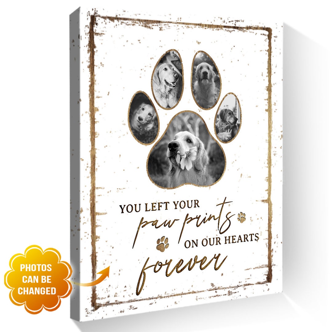 Personalized Pet Paw Photo Collage Wall Art, Pet Memorial Gifts, Pet ...