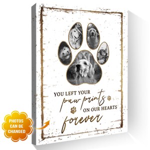Personalized Pet Paw Photo Collage Wall Art, Pet Memorial Gifts, Pet Remembrance Canvas, Pet Loss, Personalized Pet Memorial, Pet Loss Art