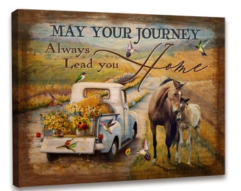 Cavas Printing, Hummingbird Canvas Wall Art, Bird Wall Decor, Farmhouse Wall Art ,Home Gift, Memorial Gift, Vintage Farmhouse, Truck Canvas