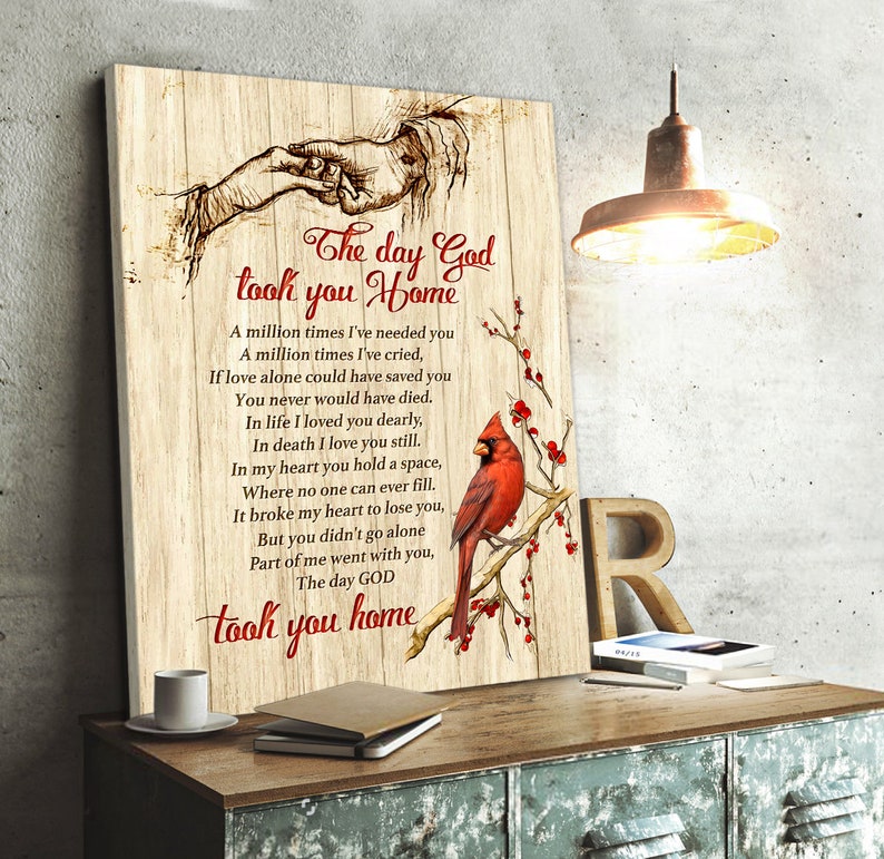 Cardinal Canvas the Day God Took You Home Wall Art Wall - Etsy