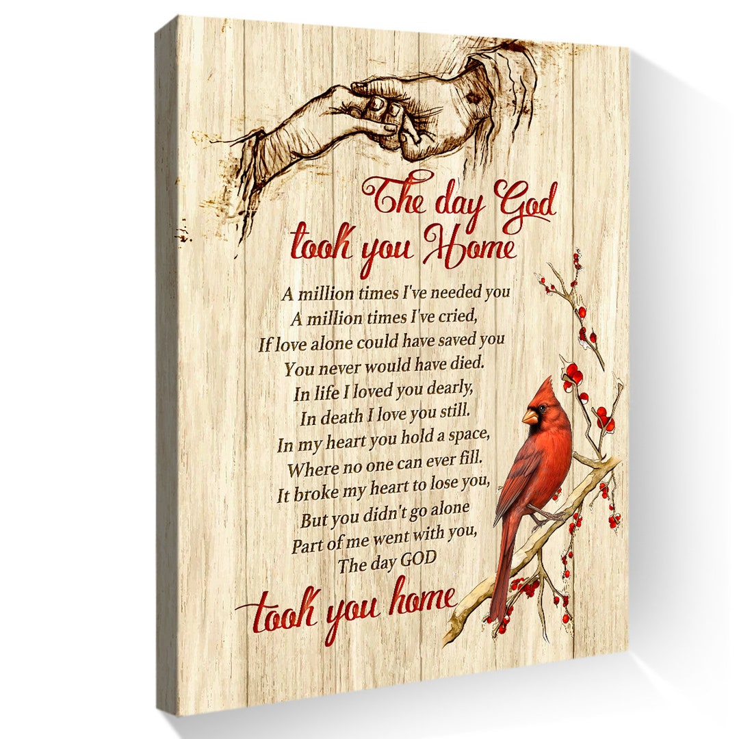 Cardinal Canvas, the Day God Took You Home, Wall Art, Wall Decor ...