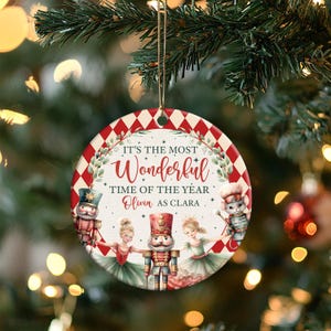 Personalized Christmas Nutcracker Ceramic Ornaments Hanging Decoration for Christmas Tree Hanging, Name Ornament, Cute Girl Ornament