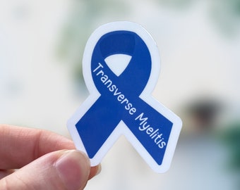 Transverse Myelitis Awareness Ribbon Sticker | Chronic illness | Chronic illness stickers | Blue ribbon | TM