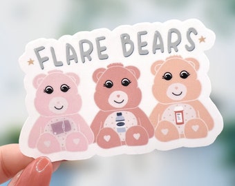 Flare Bears Sticker | Laptop sticker | Water bottle sticker | Hydroflask Sticker | Gastroparesis | IBS | Stomach | Flare up | Stomach issues