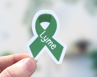 Hand-drawn Lyme awareness ribbon Sticker | Chronic illness | Chronic illness stickers | Green ribbon | Lyme Disease