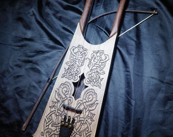 Talharpa, musical instrument, tagelharpa, strasharpa, bowed harp, yuhiko, viking lyre, acoustic harp