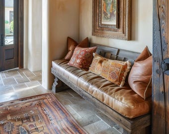 Custom Leather Cushion Cover: Handmade Bench, Window Seat Replacement