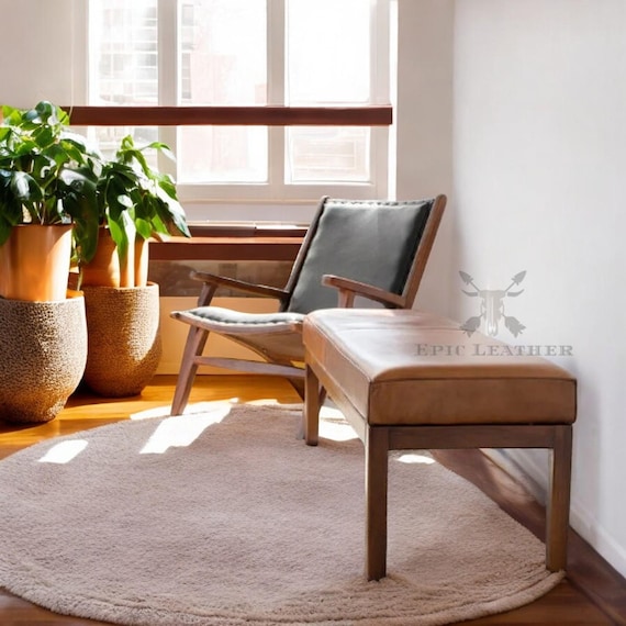 Custom Genuine Leather Replacement Cushions. Window Cushion Cover Ideal for Benches Mid century Chairs Leather Bench Cushion Cover Etsy