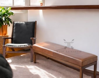 Handgefertigte Leder Kissenhülle | Maßgeschneidertes Kissen für Sitzbank, Sofa, Stuhl
