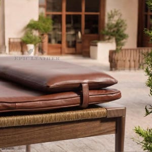 Custom genuine leather replacement cushions. window cushion cover, Ideal for benches, mid-century chairs, Leather Bench Cushion