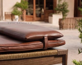 Custom genuine leather replacement cushions. window cushion cover, Ideal for benches, mid-century chairs, Leather Bench Cushion