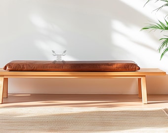 Custom Genuine Leather Bench Cushion Cover – Made to Order Seat Pad – Handmade Aniline Buffalo Leather – Window Seat, Chair or Bench Pad