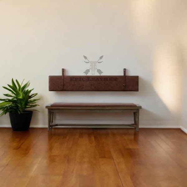 Custom Tan Buffalo Leather Headboard Cover: King/Queen/Single, insert optional
