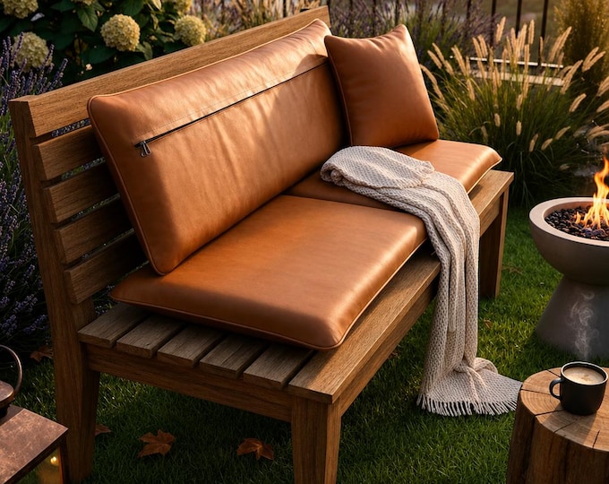 Featured listing image: “Custom Leather Bench Cushion | Window Seat Cushion | Genuine Leather Cushion Cover | Bay Window Seat Pad | Made to Measure”