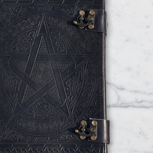 1000 pages large Black Pentagram Embossed Leather Journal Writing Leather notebook leather grimoire book Handmade Leather Journal gift image 5