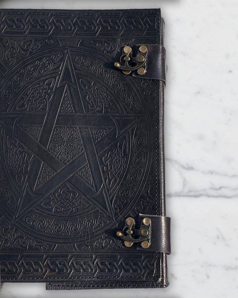 1000 Pages Large Black Pentagram Embossed Leather Journal Etsy