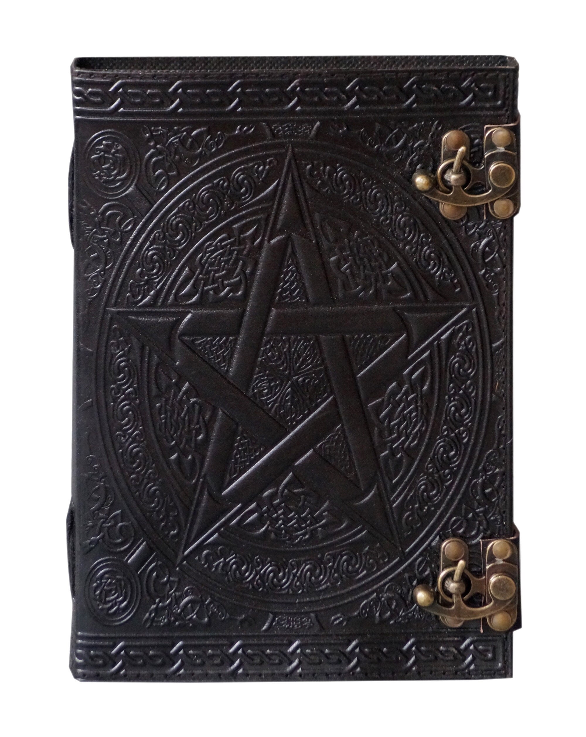 Huge Big Grimoire Pentagram Leather Spell Book of Shadows 