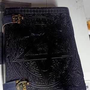 1000 pages large Black Pentagram Embossed Leather Journal Writing Leather notebook leather grimoire book Handmade Leather Journal gift image 4