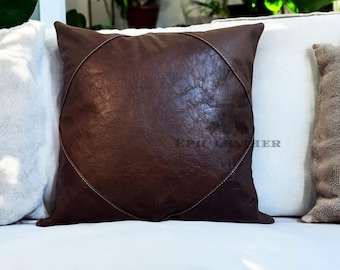 Epic TAN Leather Pillow Cover Leather Decorative Throw Pillow Rectangular Sofa Couch Cushion Covers Modern Pillow Cover
