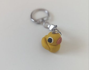 Rubber Duckie Polymer Clay Keychain Duck Keychain Yellow Ducks Keychain