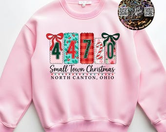 Small Town Christmas zip code sweatshirt/tee