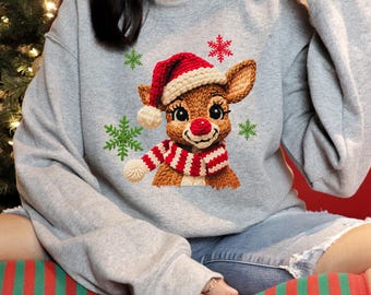 Reindeer Christmas sweatshirt - crewneck - gildan