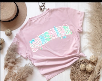 Sunshine Graphic Tee | Coquette Shirt | Girly Pastel Summer T-Shirt | Bow Tee for Women