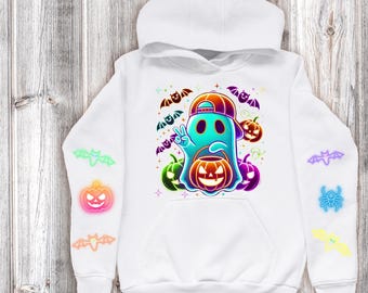 Sudadera con capucha de Halloween con fantasma de neón