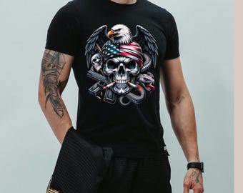Patriotic skull graphic tee