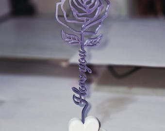 3D printed "I love you" rose with stand