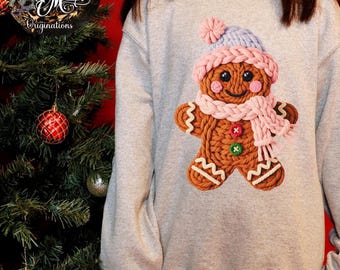 knitted-look Gingerbread Girl Christmas sweatshirt