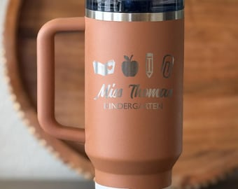 Personalized Teacher Stanley Tumbler – Engraved Icon Design, Teacher Gift