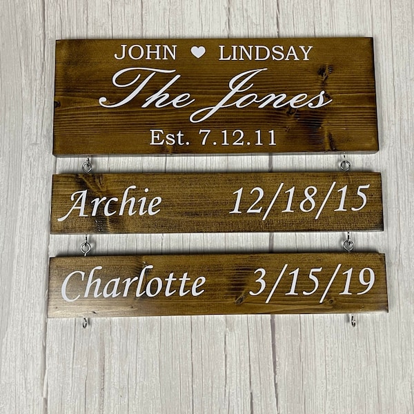 Custom Established Sign with Kids Names and Birthdates, Personalized Valentines Gift for Her, Anniversary Gift From Husband, Gift For Wife