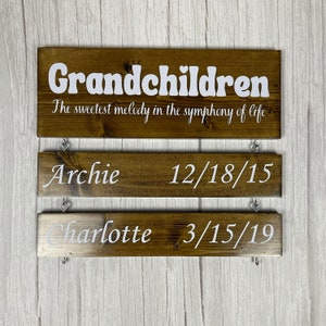 Custom Grandparent Sign with Grandkids Names & Birthdates, Personalized Grandchildren Wood Sign, Gift for Grandma, Grandma Mother&#39;s Day Gift