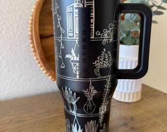 Botanical Bookshelf HydroJug – Laser Engraved Plant Lover's Tumbler