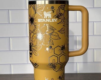 Engraved Stanley Tumbler | Bumble Bee 360 Wrap 30oz 40oz Flowers