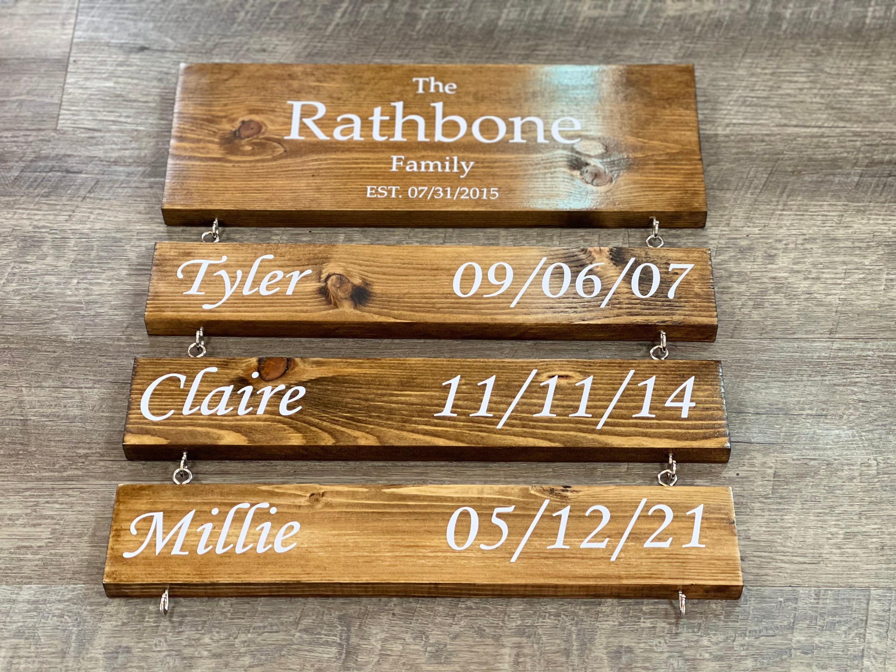 Personalized Family Name Wood Sign, Kids Birthdates, Anniversary Gift ...