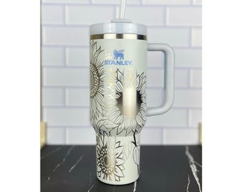 Laser Engraved Stanley Cup | Sunflower 360 Wrap 30oz 40oz Bold