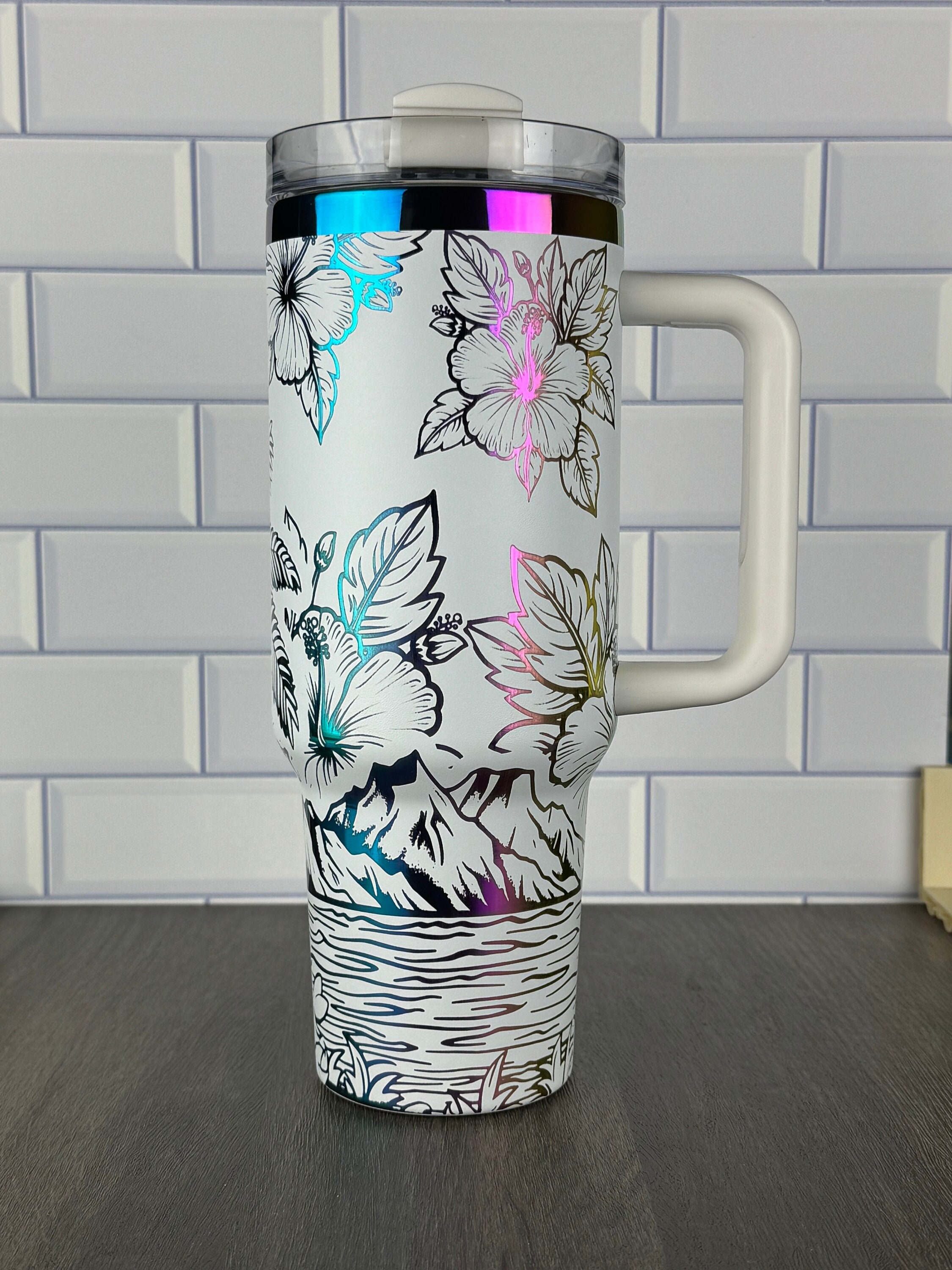 Laser Engraved Hibiscus Tumbler, Tropical Hawaii Cup, 40oz - Etsy