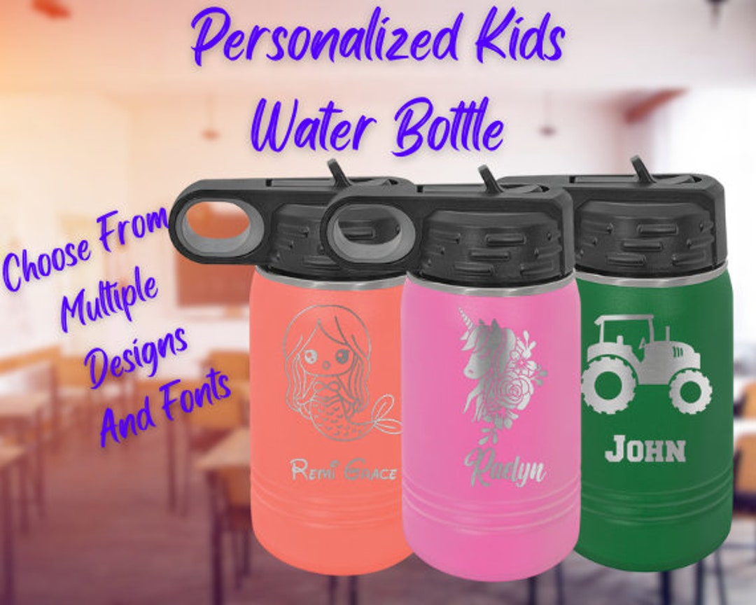 Personalized Kids Water Bottle, 12 Oz Stainless Steel Child Cup - Etsy