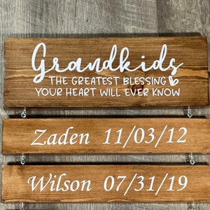 Grandparents Sign - Grandkids The Greatest Blessing Your Heart Will Ever Know - Custom Family Sign, Mother’s Day Gift, Gift For Grandma