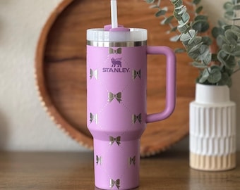 Laser Engraved Stanley Tumbler | Bow Design 360 Wrap 30oz 40oz