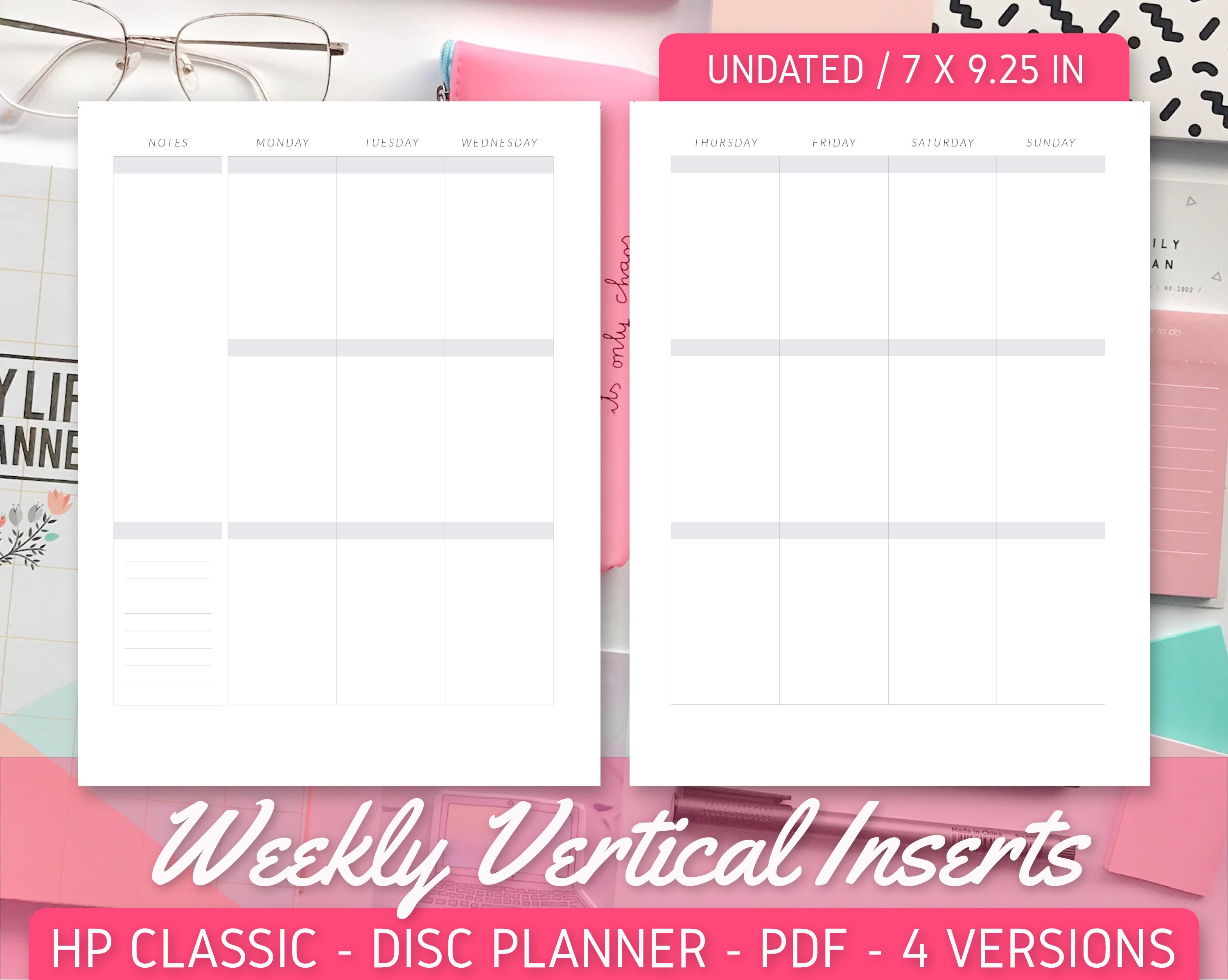 CLASSIC 7x9.25 in Happy Planner minimalistic Inserts PACK of 4 Happy ...