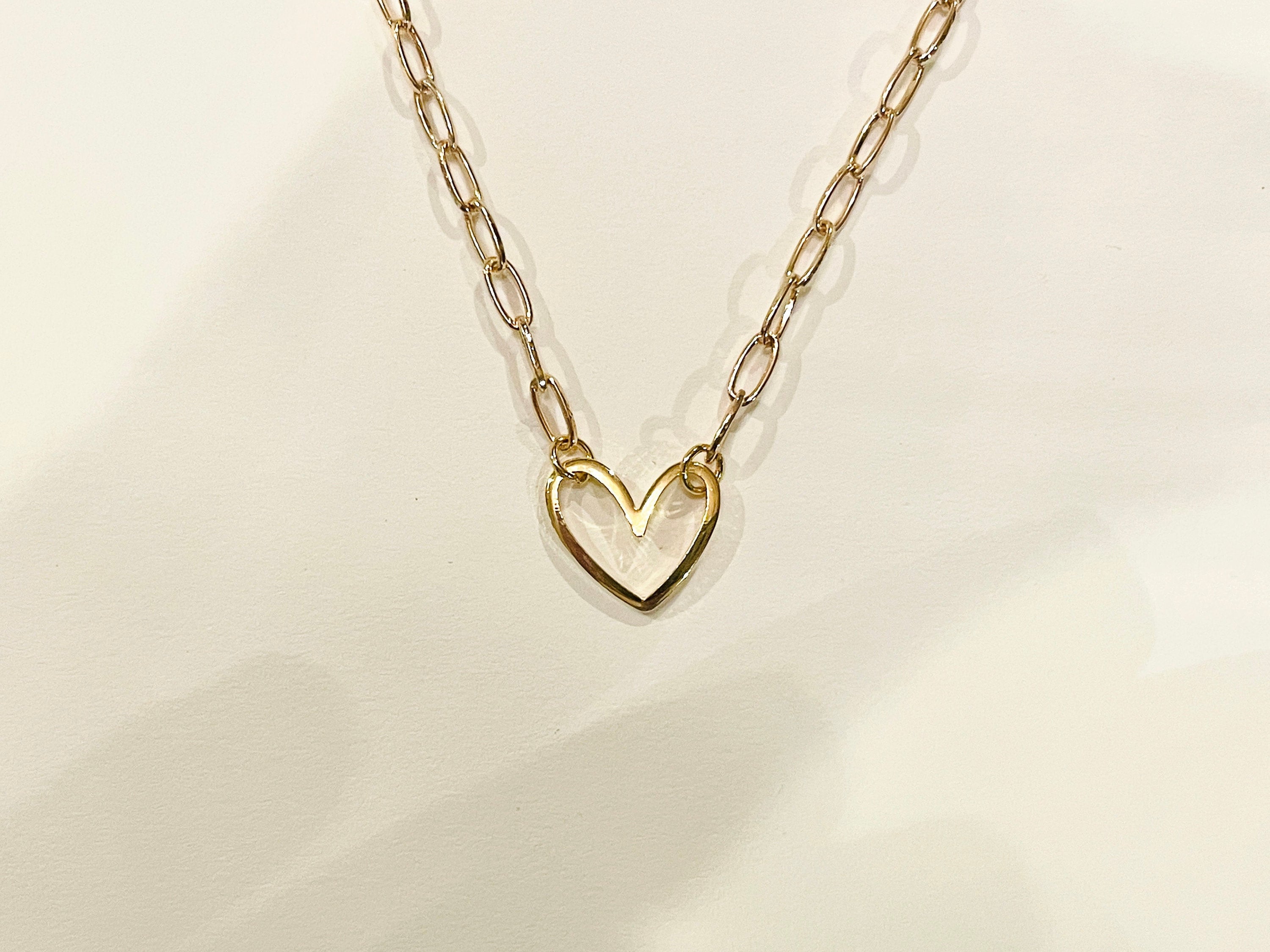 Gold Heart Chain Necklace Etsy