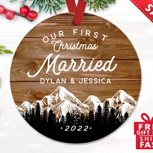 Our First Christmas Ornament Married Personalized Christmas Etsy