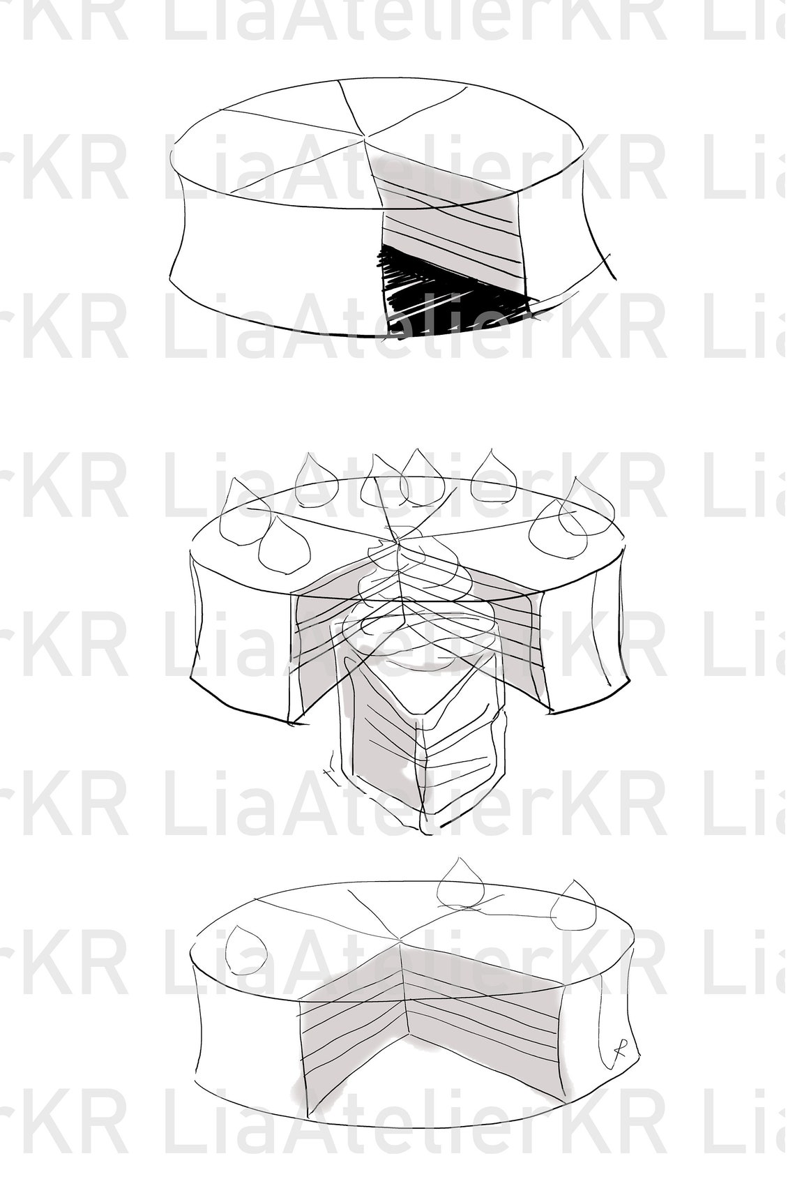 Line Art Drawings Dessert Printable Cake Drawing Wall Art. | Etsy